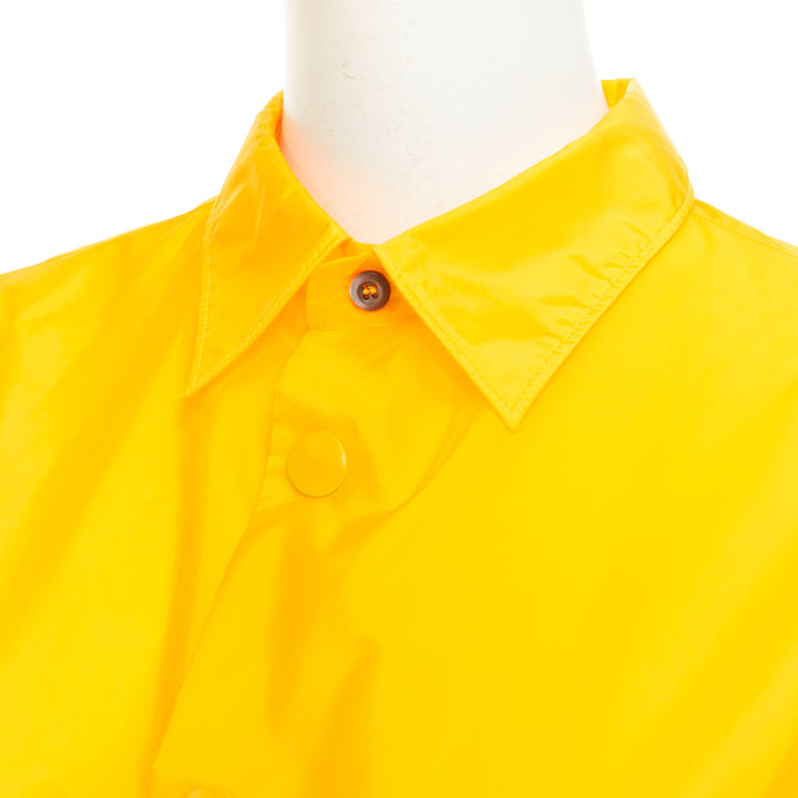 PRADA 2022 Re-Nylon logo plaque yellow short sleeve bowling shirt M