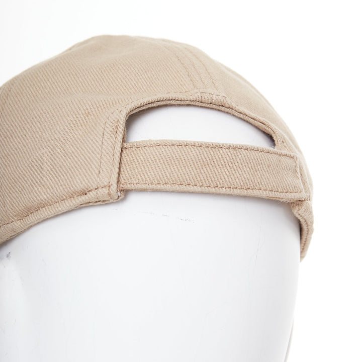 MIU MIU 2023 Drill khaki white cotton twill white logo baseball cap L