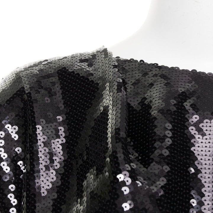 rare ALEXANDRE VAUTHIER COUTURE AW2022 Runway black sequin batwing gown dress