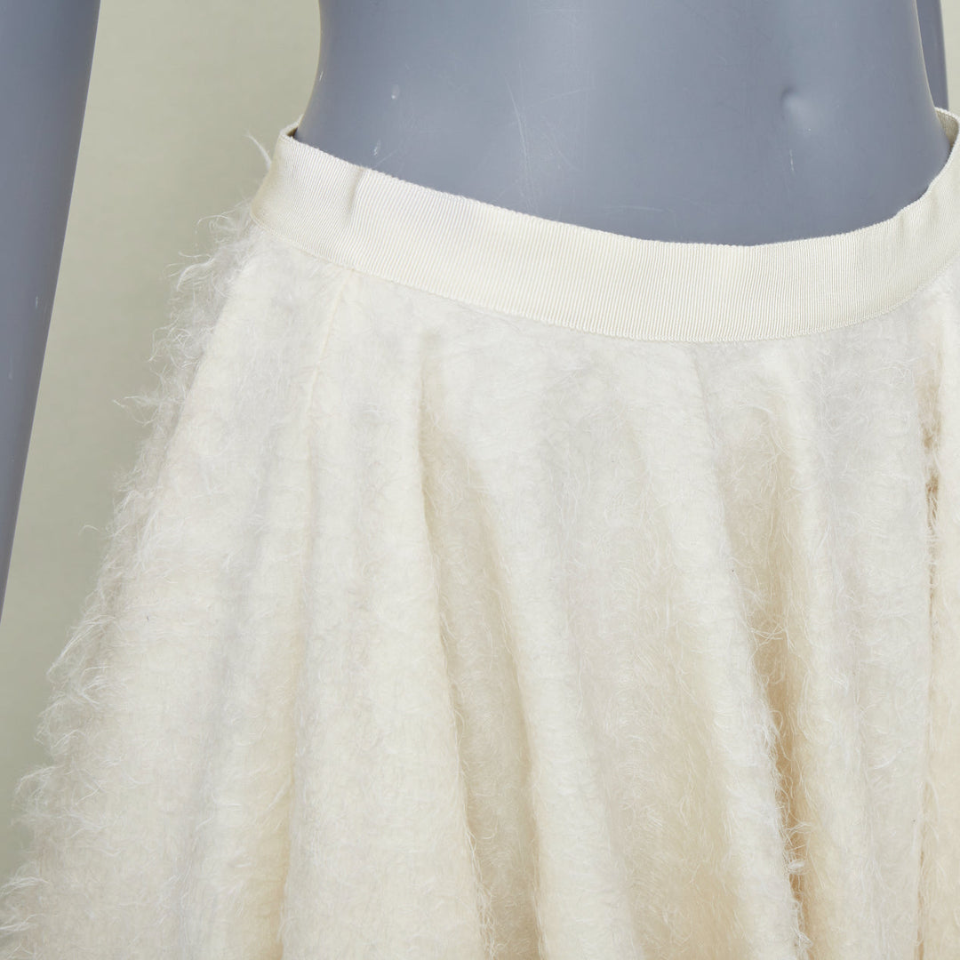 GIAMBATTISTA VALLI 2015 brushed flare beige wool silk textured midi skirt IT42 M