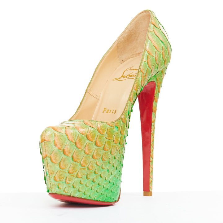 CHRISTIAN LOUBOUTIN Daffodile 160 Menthe ombre green scale platform heels EU36.5