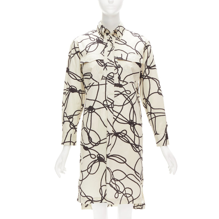 Female mannequin wearing Dries Van Noten Beige Cotton Women Casual Dress in Size FR34 | Available at JHROP