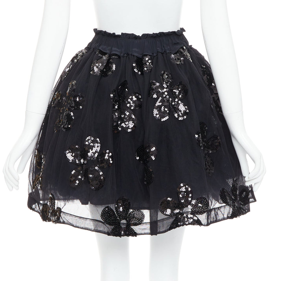 SIMONE ROCHA black floral sequin embellished tulle tutu skirt UK4 XXS