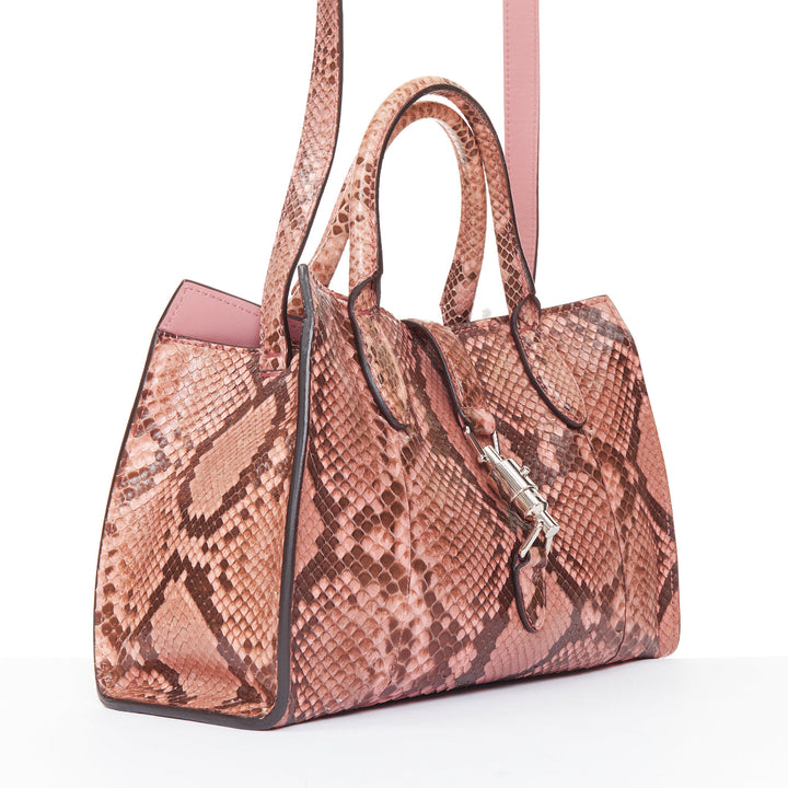 GUCCI 2014 Vintage Jackie Soft pink python leather silver piston crossbody bag