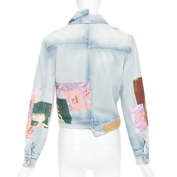 LOEWE 2018 Paula's Ibiza blue mermaid floral patchwork denim jacket
