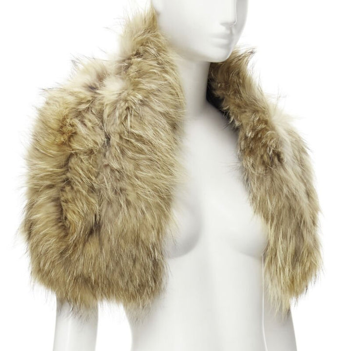 CHARLOTTE SIMONE 100% fur brown asymmetric silk lined collar cuff scarf