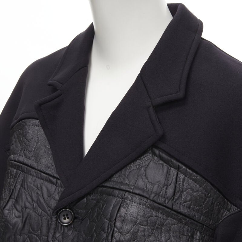 vintage Runway COMME DES GARCONS '90 black patchwork scuba blazer jacket S