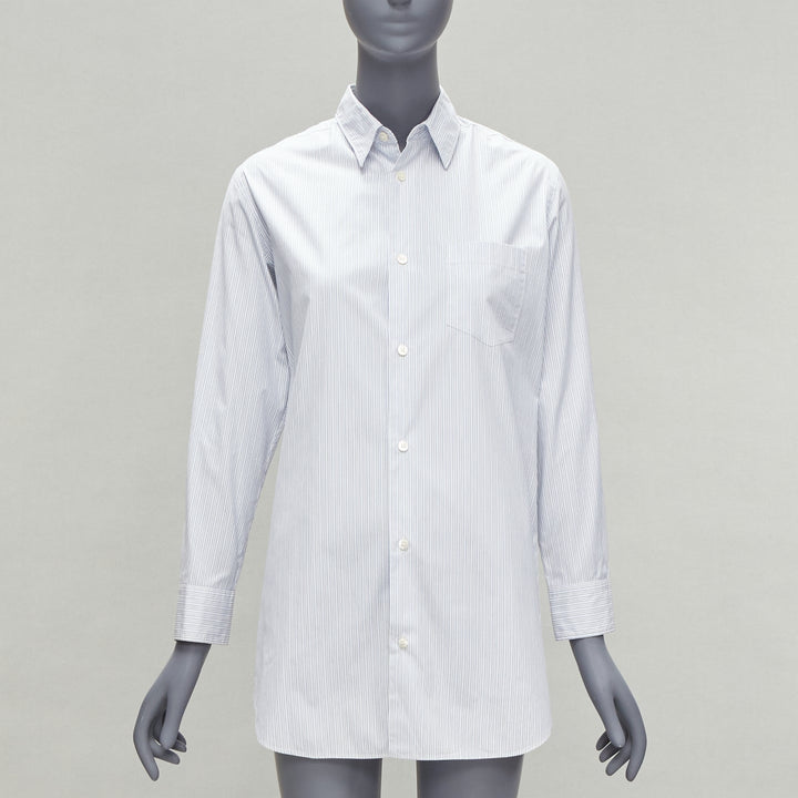 JUNYA WATANABE 2016 blue white pinstripe split back tunic shirt XS
