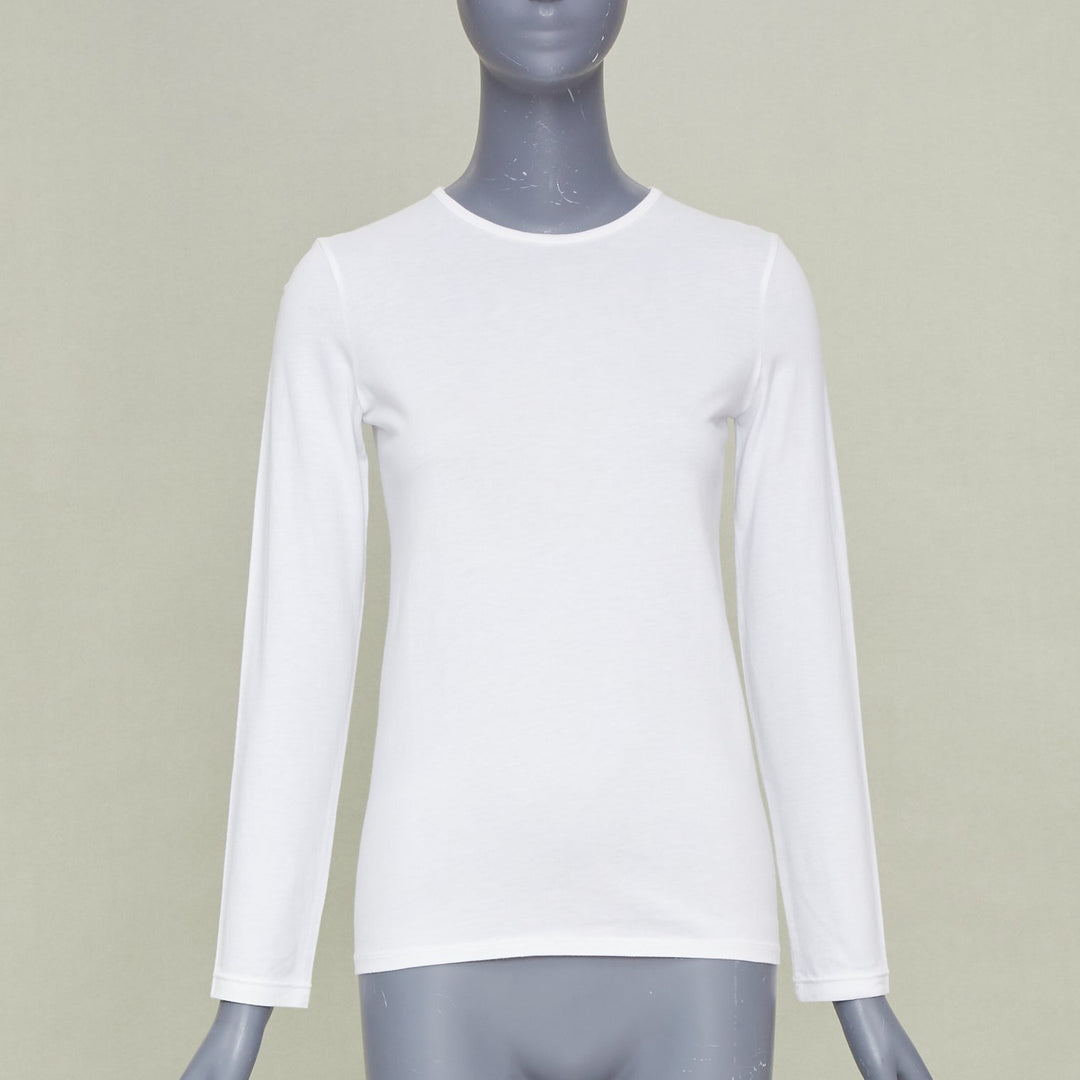 THE ROW Core Essentials Back Seam optic white combed cotton long sleeve top XS