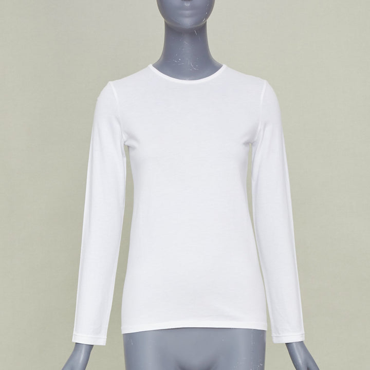 THE ROW Core Essentials Back Seam optic white combed cotton long sleeve top XS