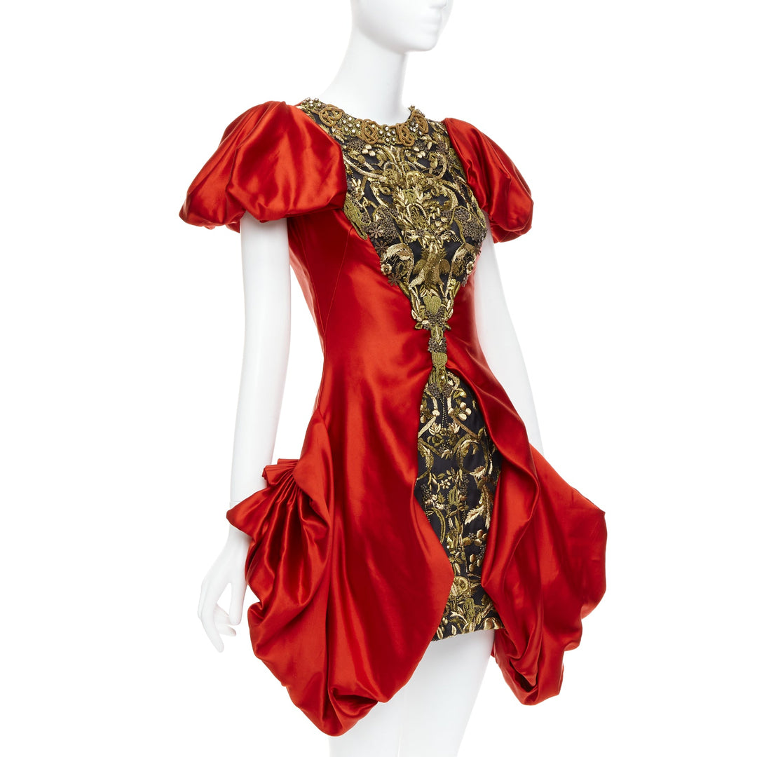 ALEXANDER MCQUEEN 2010 Angels Demons Runway red gold puff dress IT40 S Beyonce