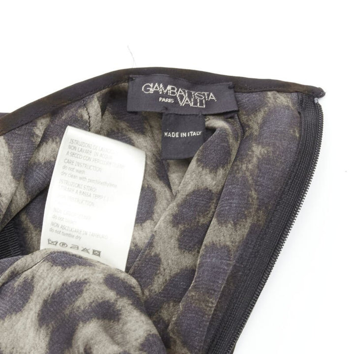 GIAMBATTISTA VALLI silk brown black ombre leopard gathered neck vest IT38 XS