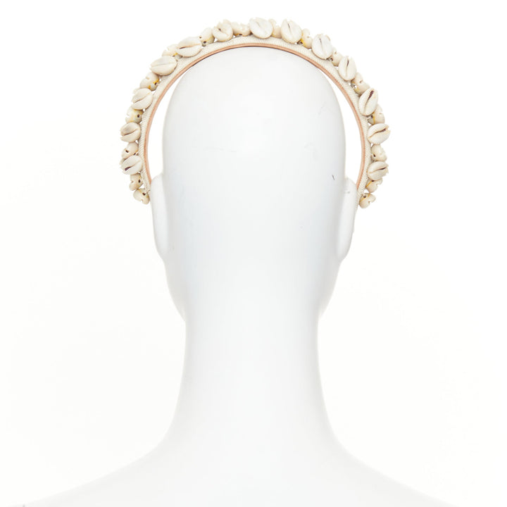 LOEWE Paula's Ibiza cowry shell straw neutral beach resort headband accessory