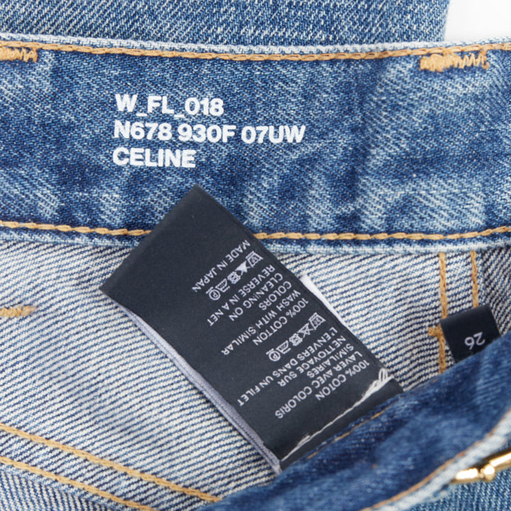 CELINE W_FL_018 Dylan blue washed gold triomphe buckle bootcut jeans 26"