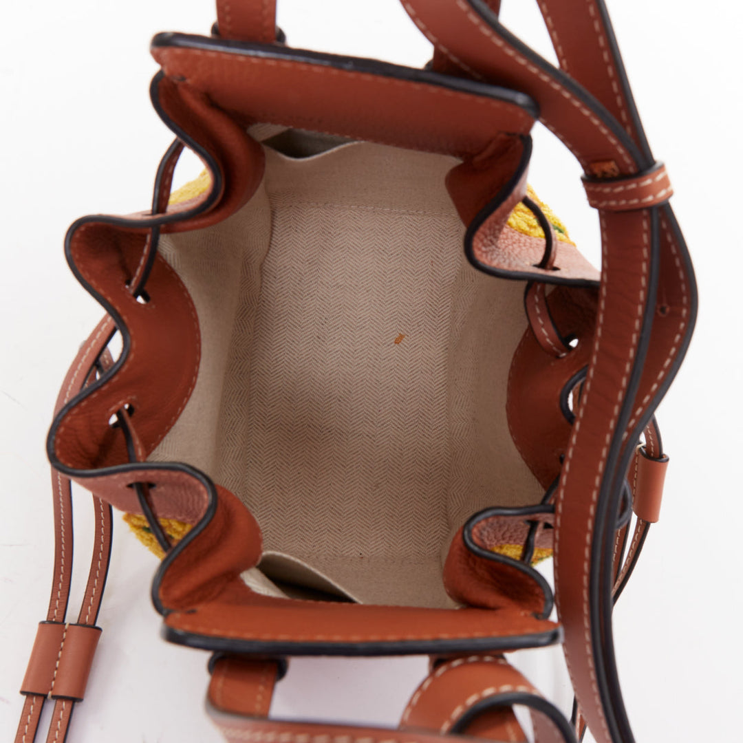 LOEWE 2019 William de Morgan Hammock Mini tan floral needlepoint embroidered bag