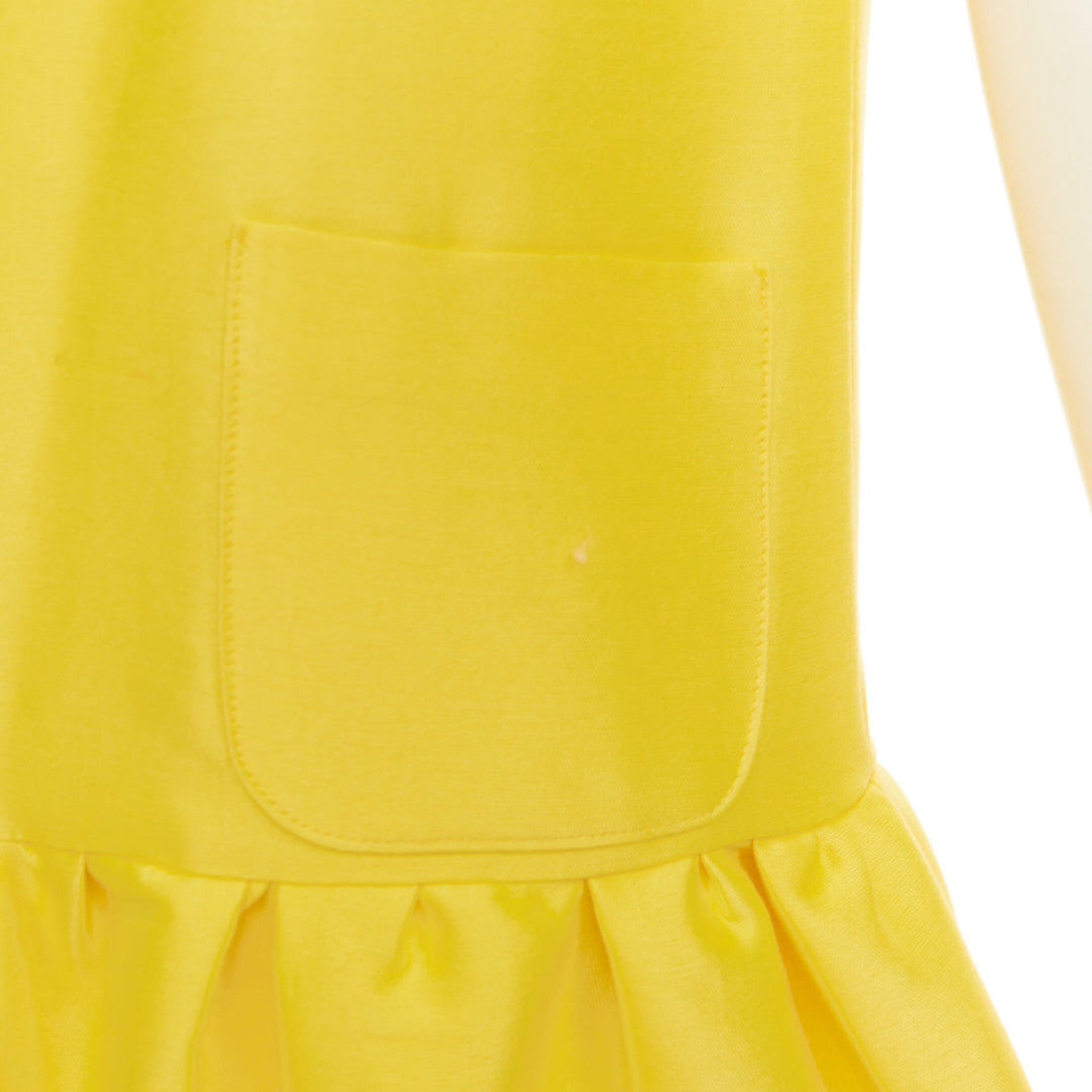 OSCAR DE LA RENTA R08 yellow cotton silk sleeveless drop waist dress US4 XXS