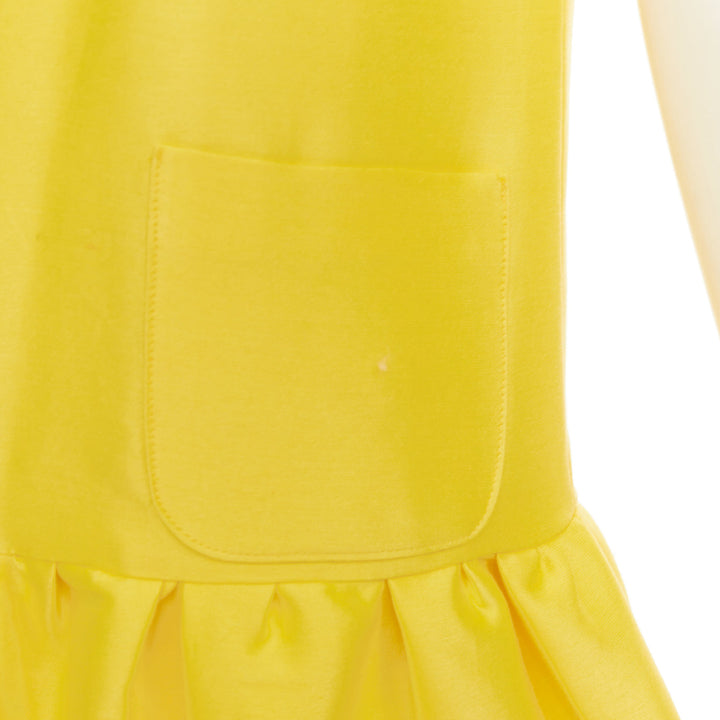 OSCAR DE LA RENTA R08 yellow cotton silk sleeveless drop waist dress US4 XXS