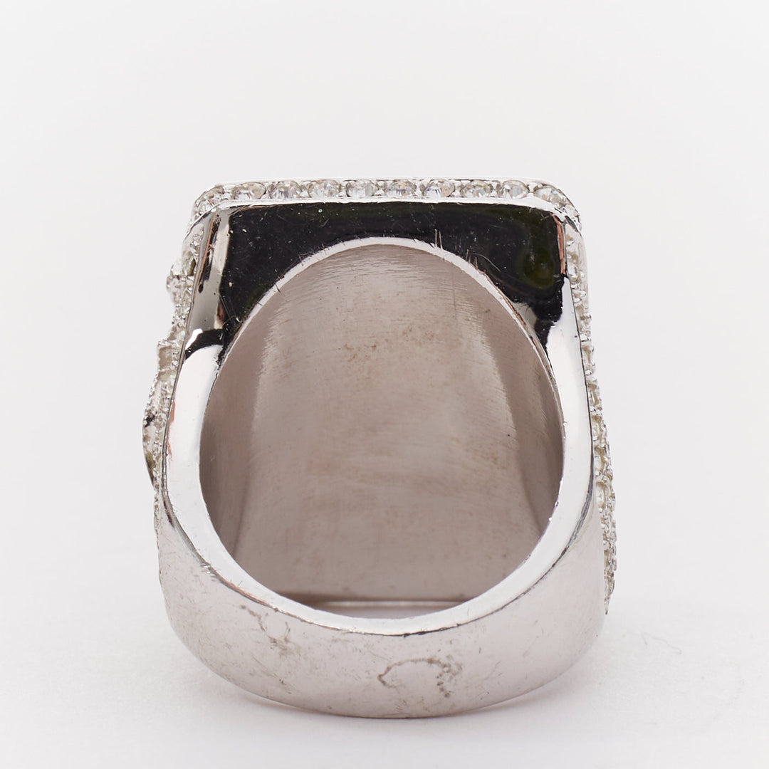 rare CHRISTIAN DIOR John Galliano Vintage crystal paved logo ring US6.5