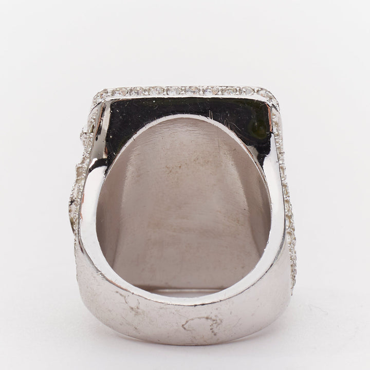 rare CHRISTIAN DIOR John Galliano Vintage crystal paved logo ring US6.5
