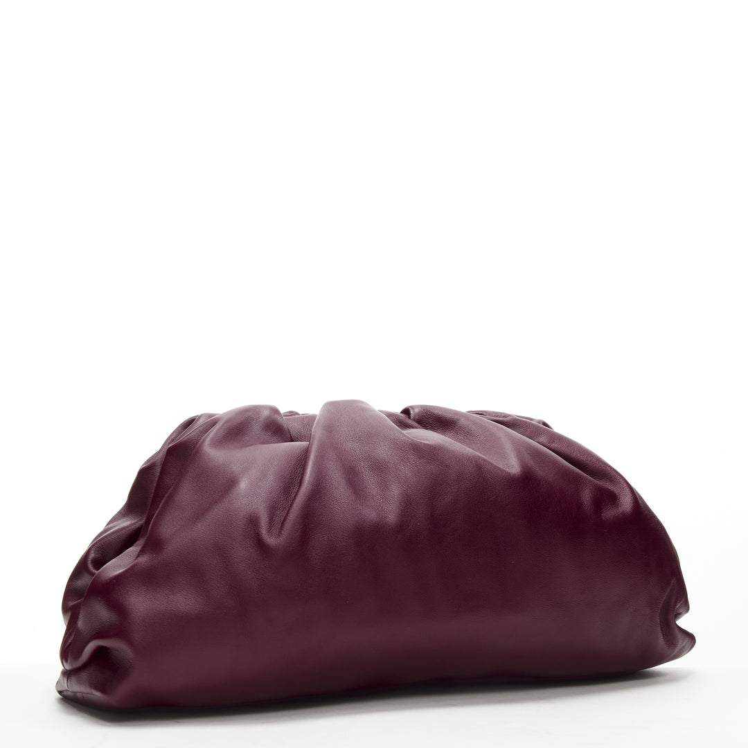 BOTTEGA VENETA The Pouch burgundy red soft lambskin leather clutch bag