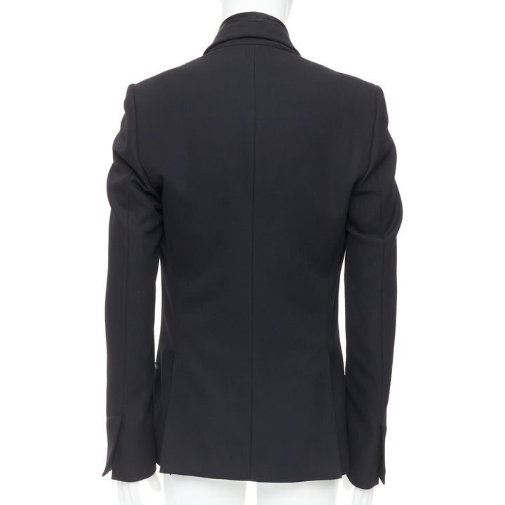 HAIDER ACKERMANN Runway black fleece wool cotton silk shawl blazer S