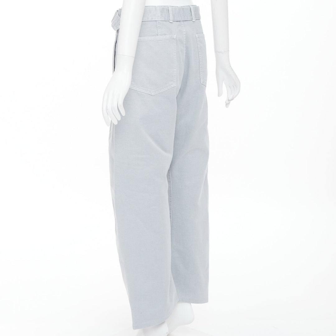 LEMAIRE 2025 light blue washed cotton utility high waist belt balloon pants XS