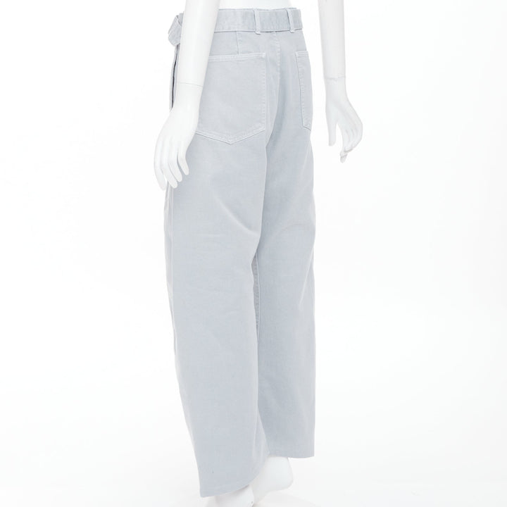 LEMAIRE 2025 light blue washed cotton utility high waist belt balloon pants XS