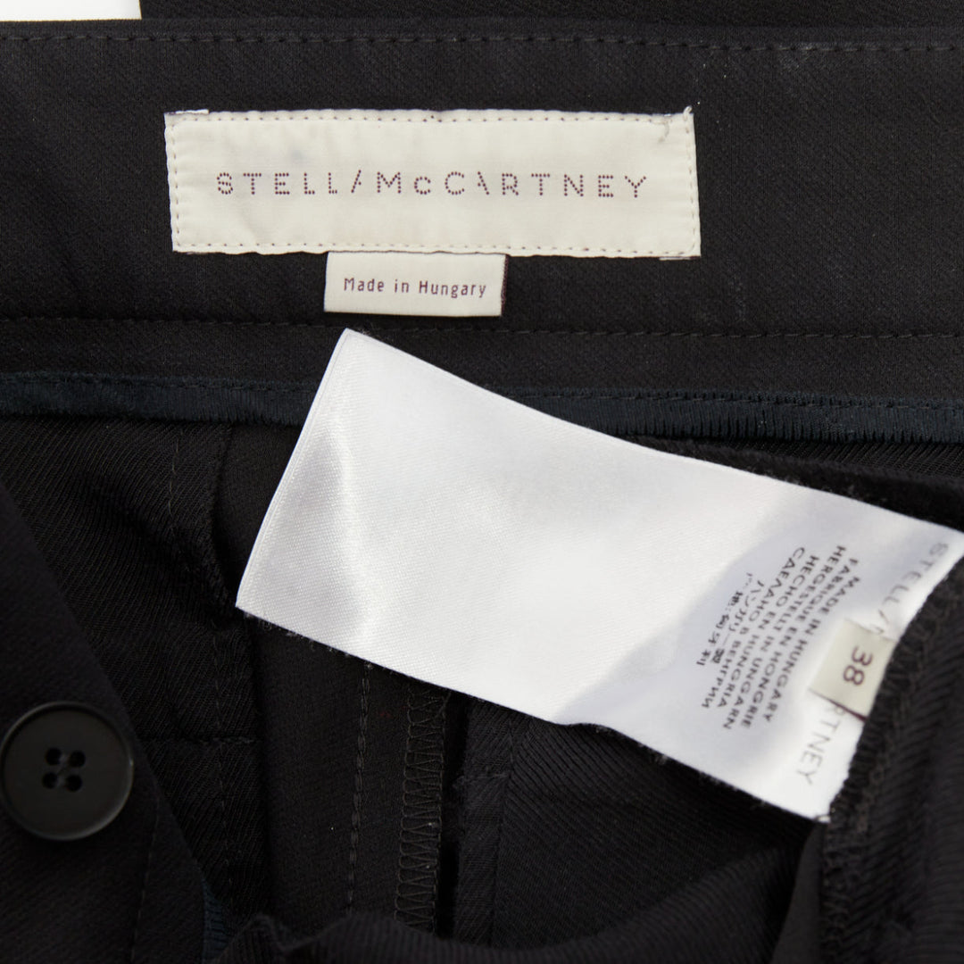 STELLA MCCARTNEY black cotton blend slash pockets cigarette trousers IT38 XS