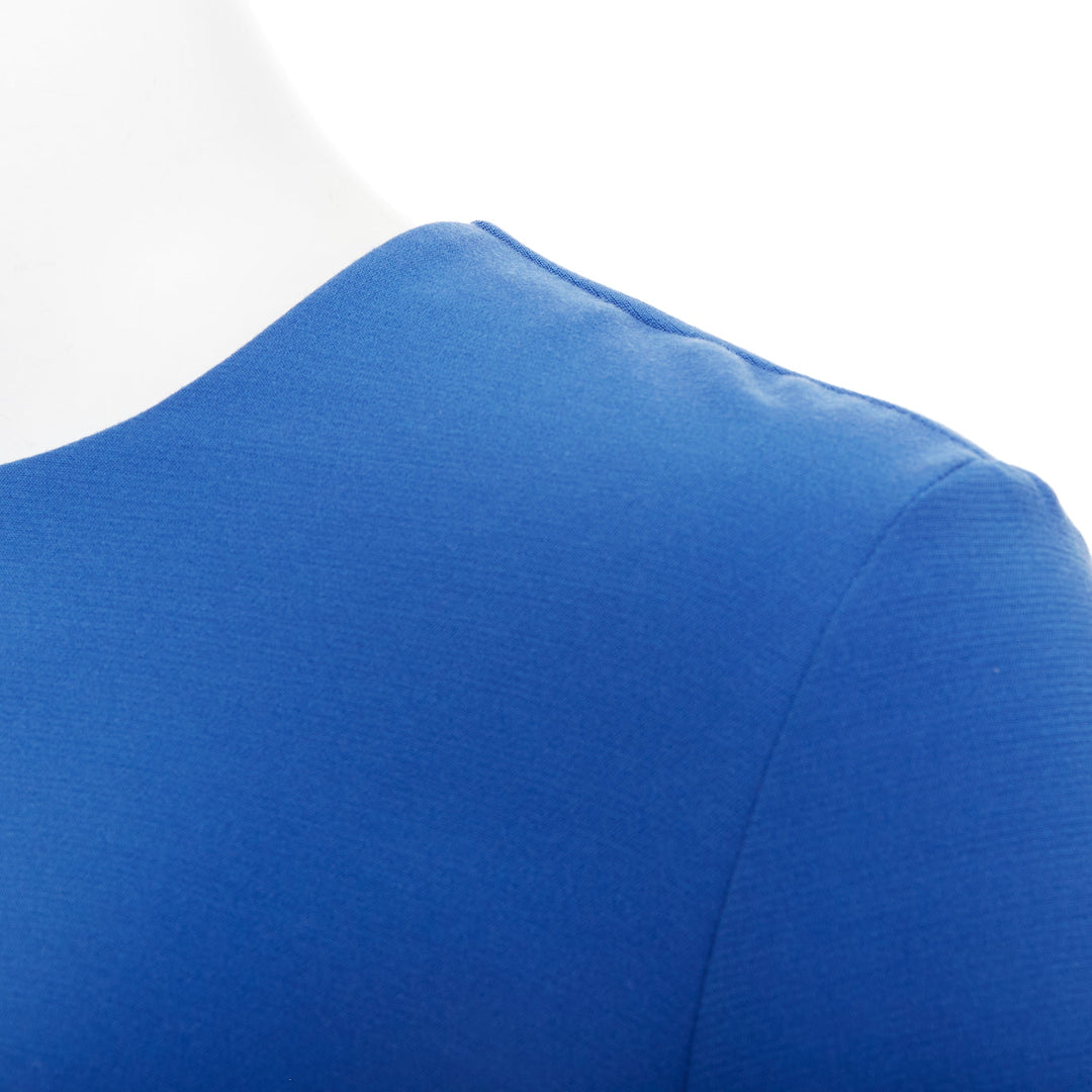 ROKSANDA cobalt blue ruched bell sleeve structured top UK8 S