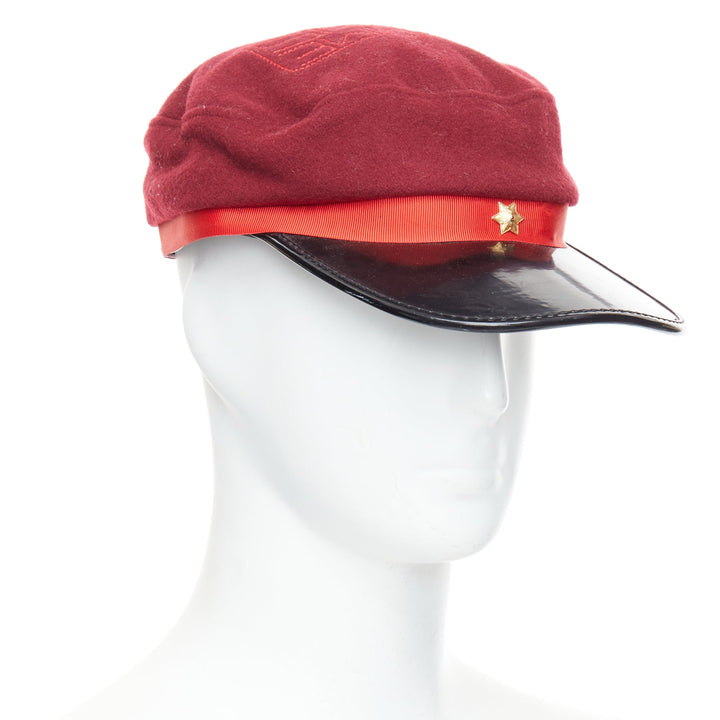 rare COMME DES GARCONS HOMME PLUS red wool blend PVC officer hat