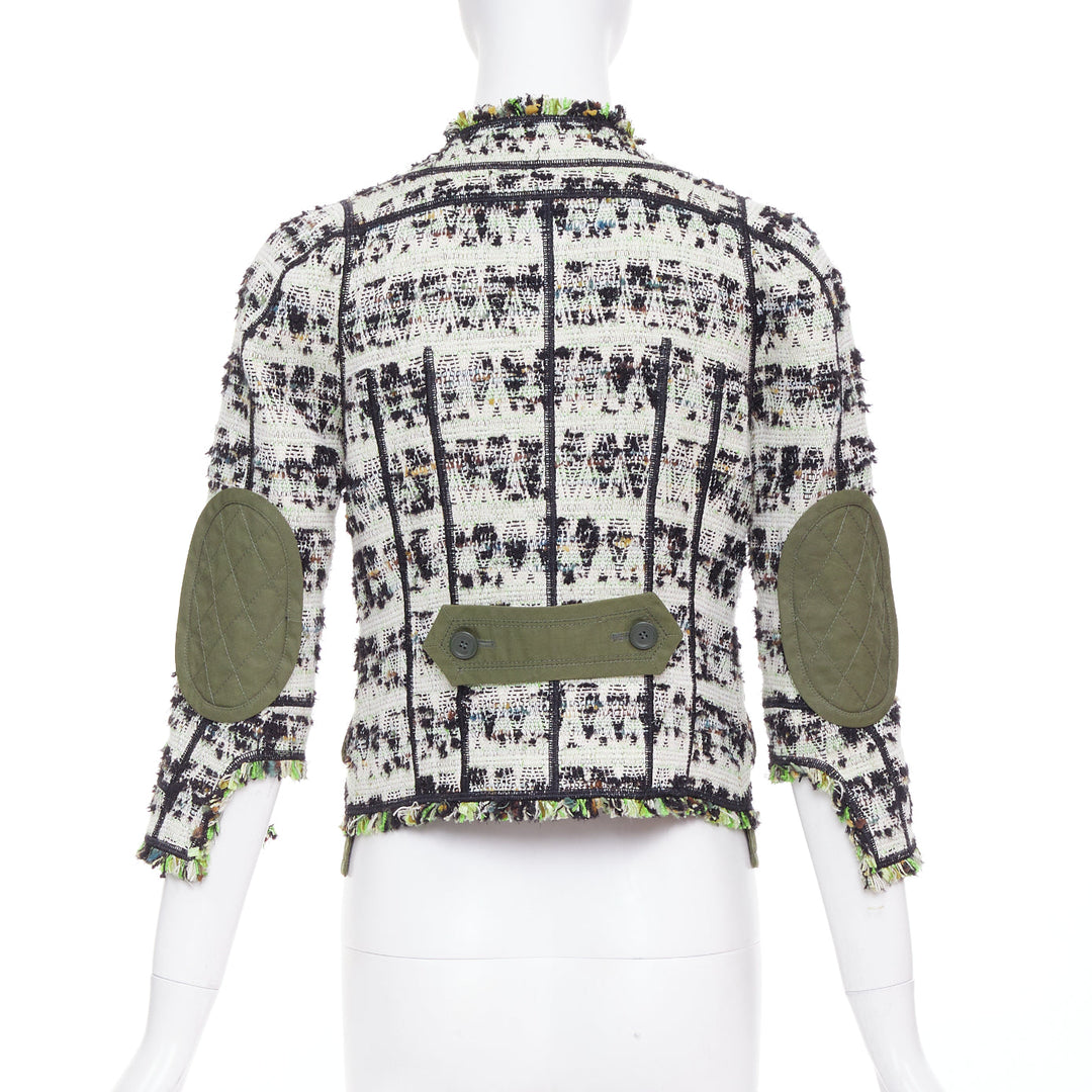 LOUIS VUITTON 2016 Runway Fleury khaki tweed leather safari jacket FR34 XS