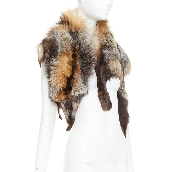 Brown ombre genuine fur animal scarf stole