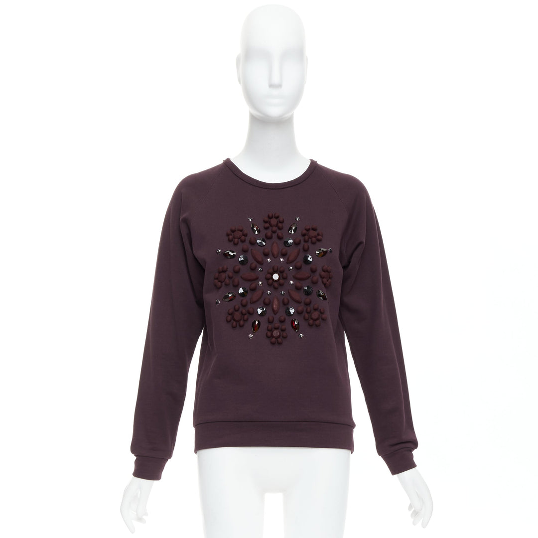 LANVIN purple fabric wrapped crystal embellished pullover