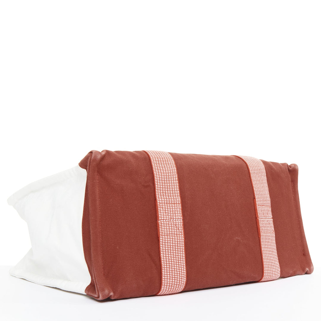 HERMES Circus Nappy Bag red white embroidered cotton canvas tote bag towel set