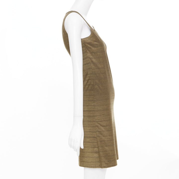 EMPORIO ARMANI Vintage gold textured metallic look crossover wrap dress IT38 XS