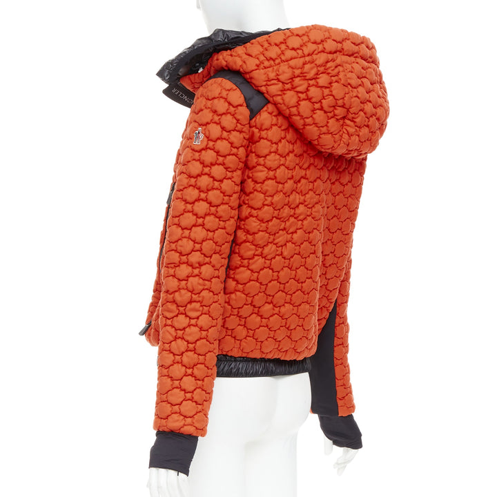 MONCLER Grenoble Soubeyran orange wool texture quilted down ski jacket Sz1 S