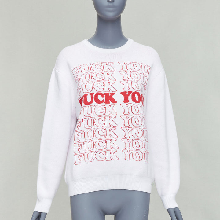 SUPREME Hysteric Glamour white red F YOU slogan pullover sweater S