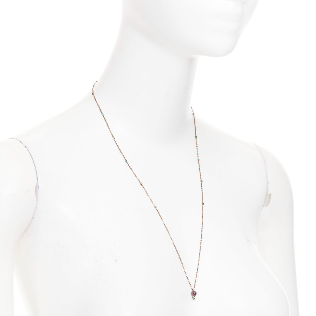 BOTTEGA VENETA Daniel Lee copper tone green crystal station pendant necklace