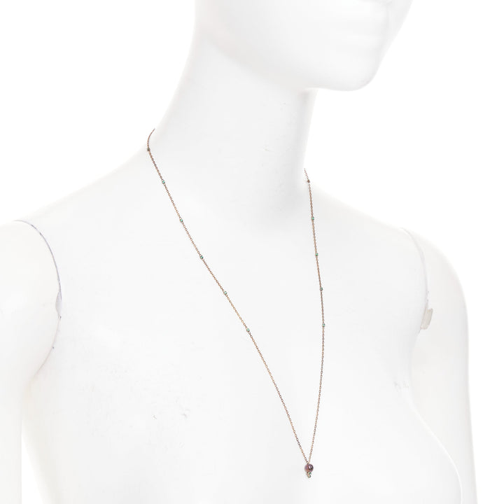 BOTTEGA VENETA Daniel Lee copper tone green crystal station pendant necklace