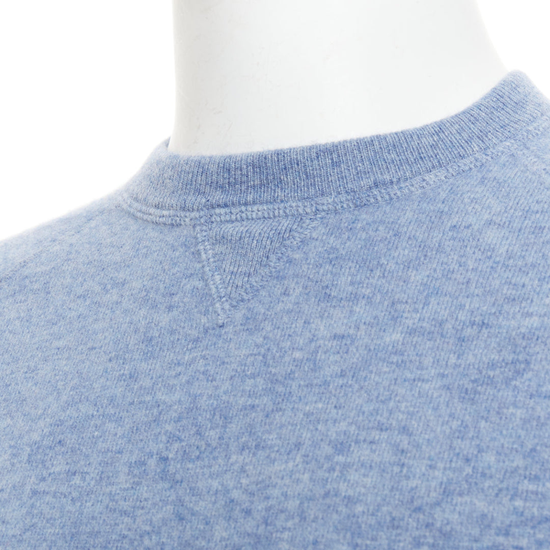 BRUNELLO CUCINELLI light blue virgin wool cashmere silk crew sweater IT50 L