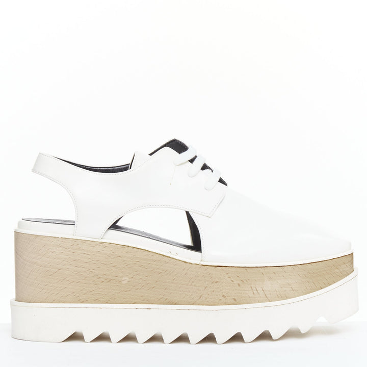 STELLA MCCARTNEY Elyse white vegan leather lace up platforms EU39