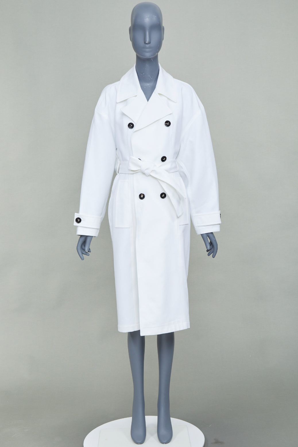 BOTTEGA VENETA Daniel Lee white cotton bubble back trench coat IT36 XXS