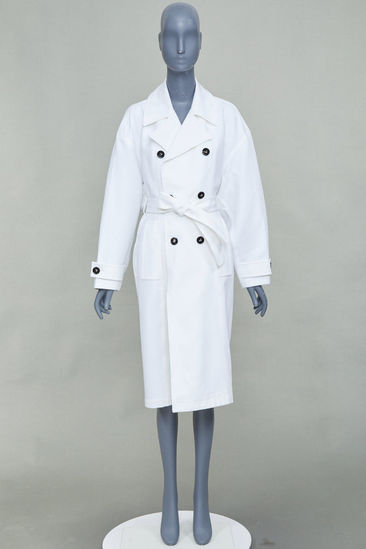 BOTTEGA VENETA Daniel Lee white cotton bubble back trench coat IT36 XXS