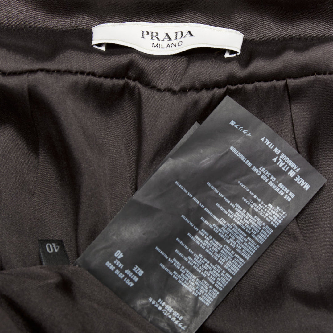 PRADA 2010 brown mink fur collar crinkled quilted puff sleeve jacket IT40 S