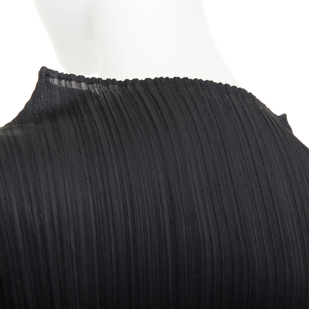 ISSEY MIYAKE Pleats Please black plisse angular mock neck top JP3 L