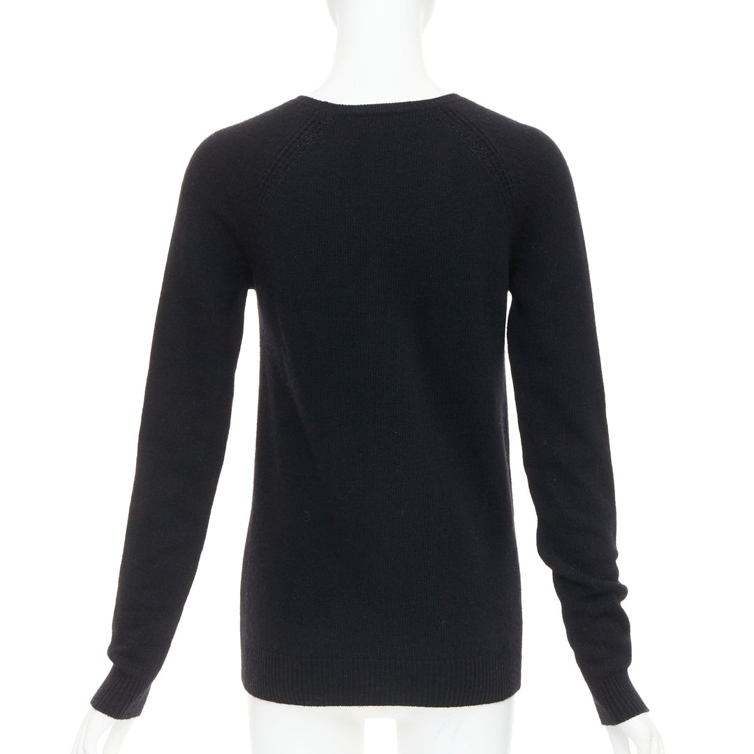 STELLA MCCARTNEY black virgin wool cashmere raglan sweater IT34 XXS