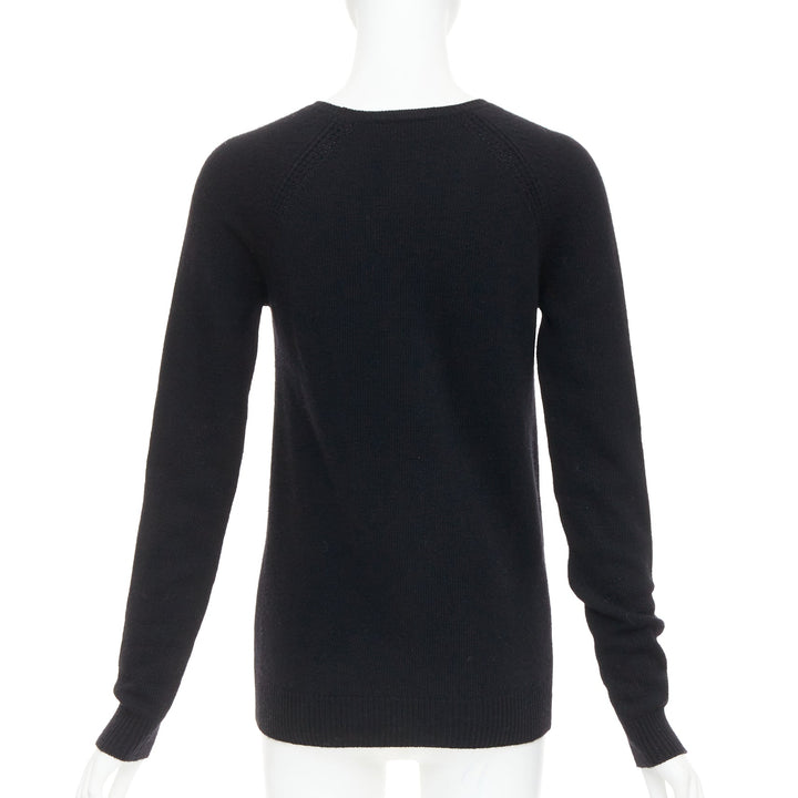 STELLA MCCARTNEY black virgin wool cashmere raglan sweater IT34 XXS