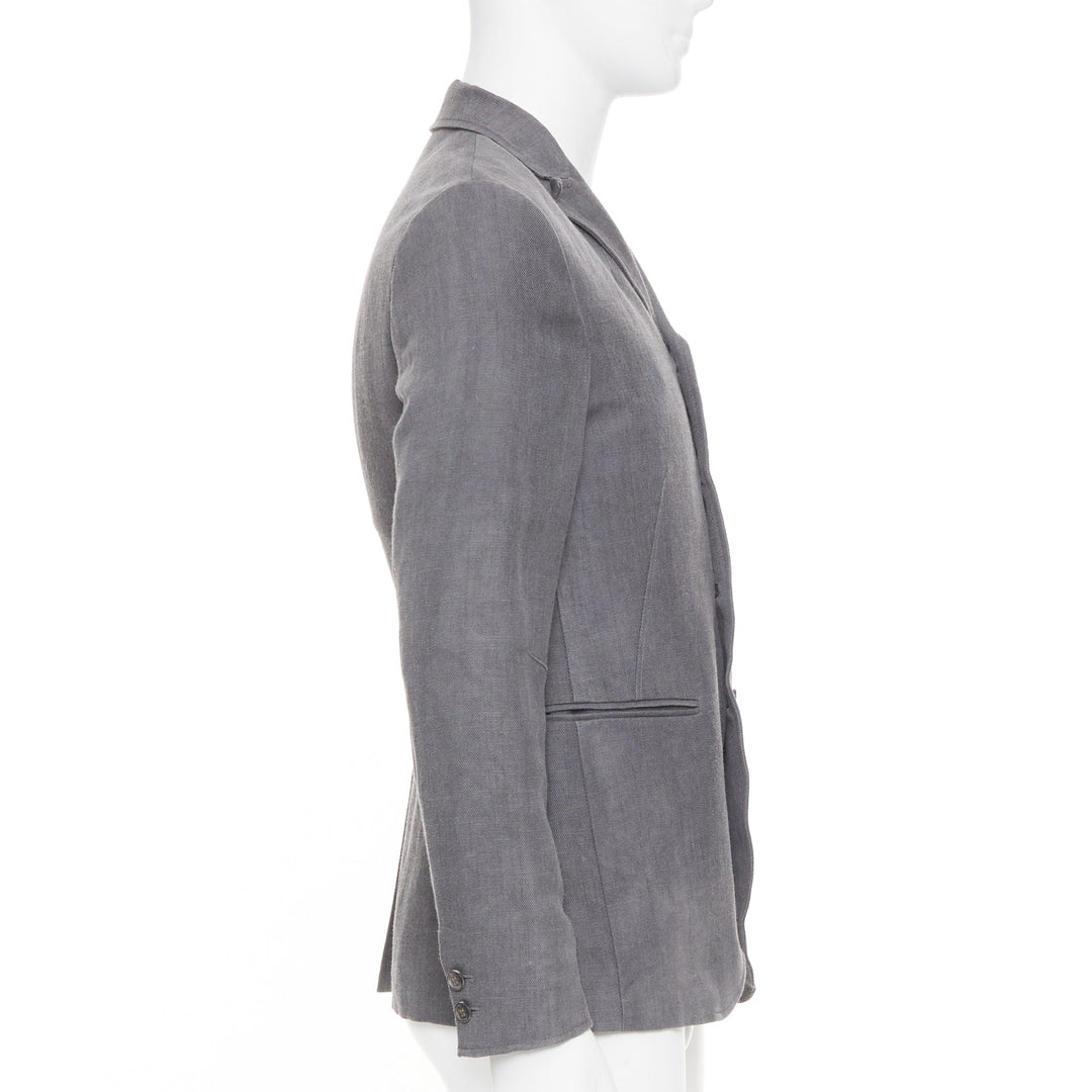 JOHN VARVATOS 2015 high break notch lapel textured button grey jacket EU44 XS