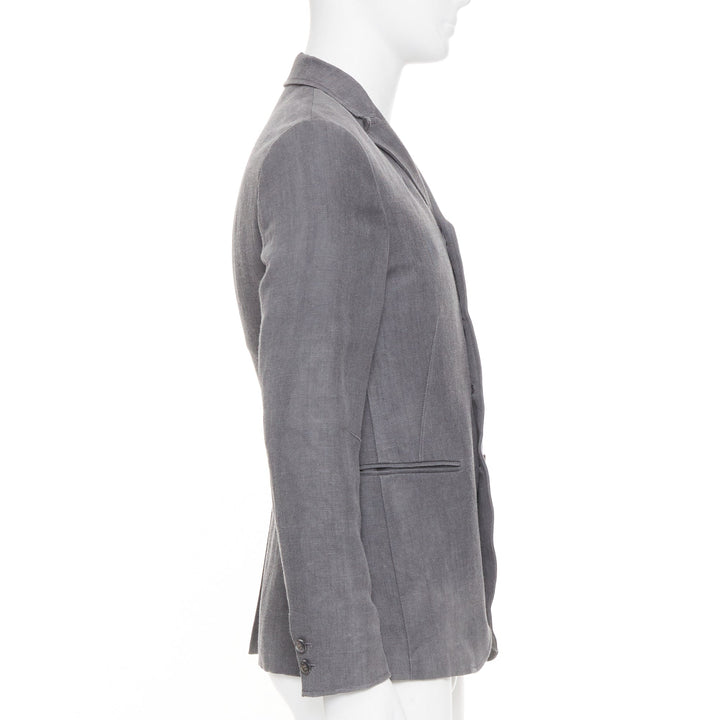 JOHN VARVATOS 2015 high break notch lapel textured button grey jacket EU44 XS