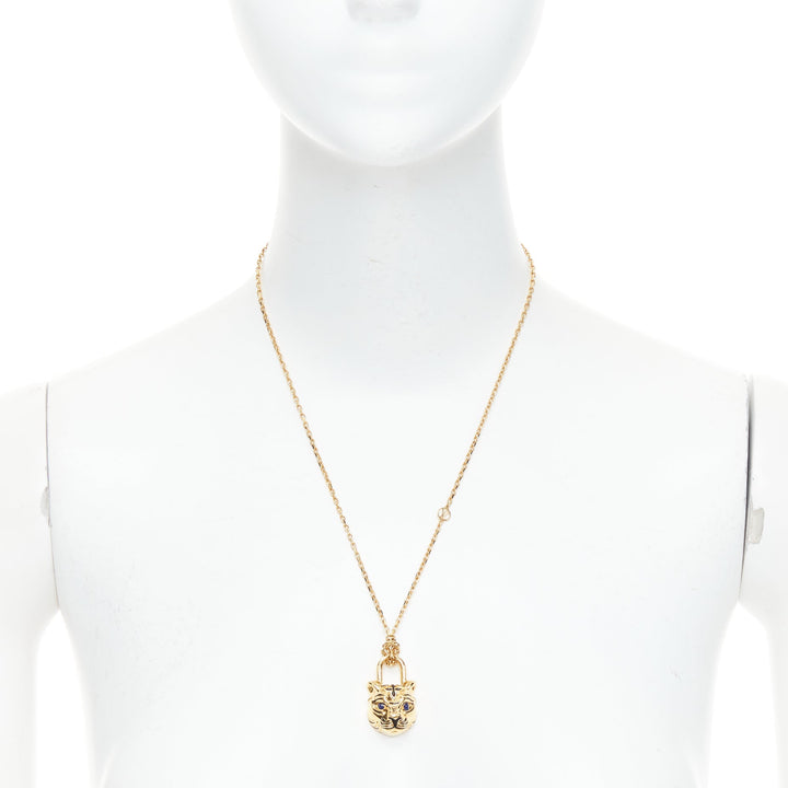 LOUIS VUITTON 2022 Year of Tiger Limited Edition gold blue eyes lock necklace